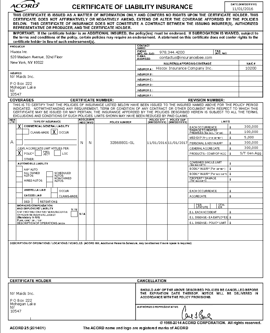 Insurance Certificate Of Cover : Insurance Certificate / The coi itself